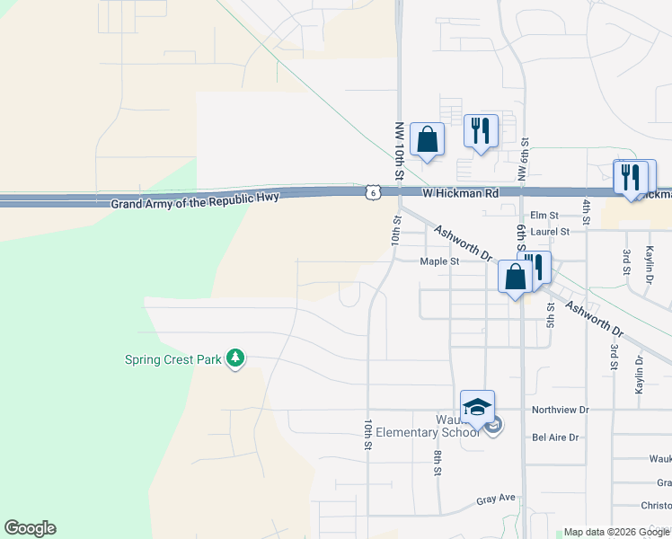 map of restaurants, bars, coffee shops, grocery stores, and more near 980 Locust Street in Waukee
