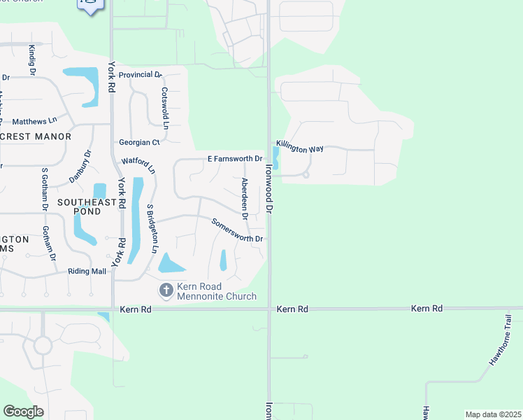 map of restaurants, bars, coffee shops, grocery stores, and more near 60429-60543 Ironwood Road in South Bend