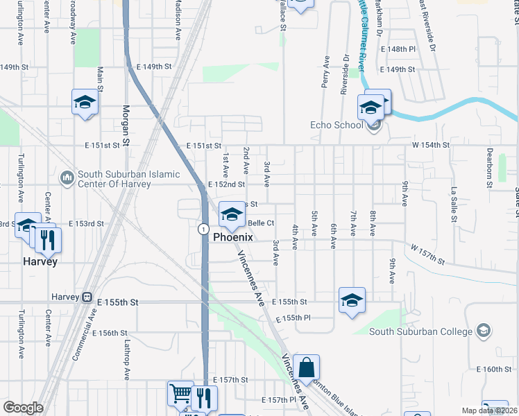 map of restaurants, bars, coffee shops, grocery stores, and more near 616 Frances Street in Phoenix