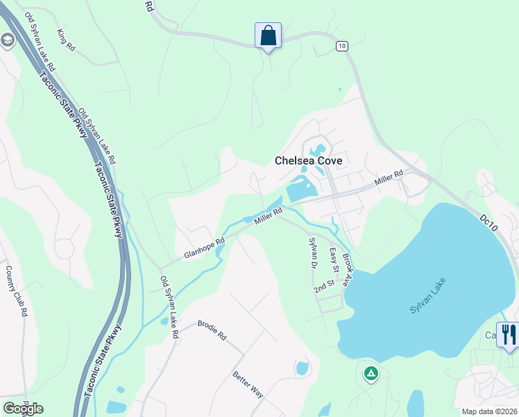 map of restaurants, bars, coffee shops, grocery stores, and more near 71 Miller Road in Hopewell Junction