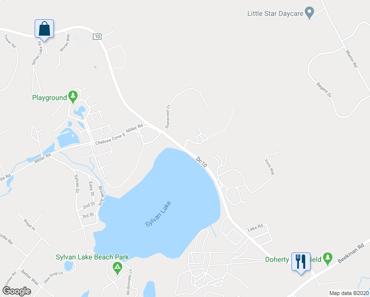 map of restaurants, bars, coffee shops, grocery stores, and more near 266 Sylvan Lake Road in Hopewell Junction
