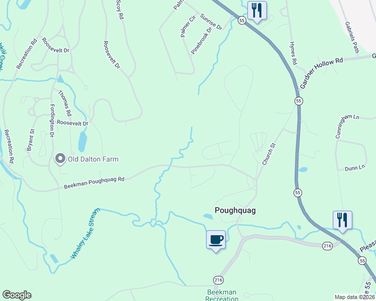 map of restaurants, bars, coffee shops, grocery stores, and more near 299 Beekman-Poughquag Road in Poughquag
