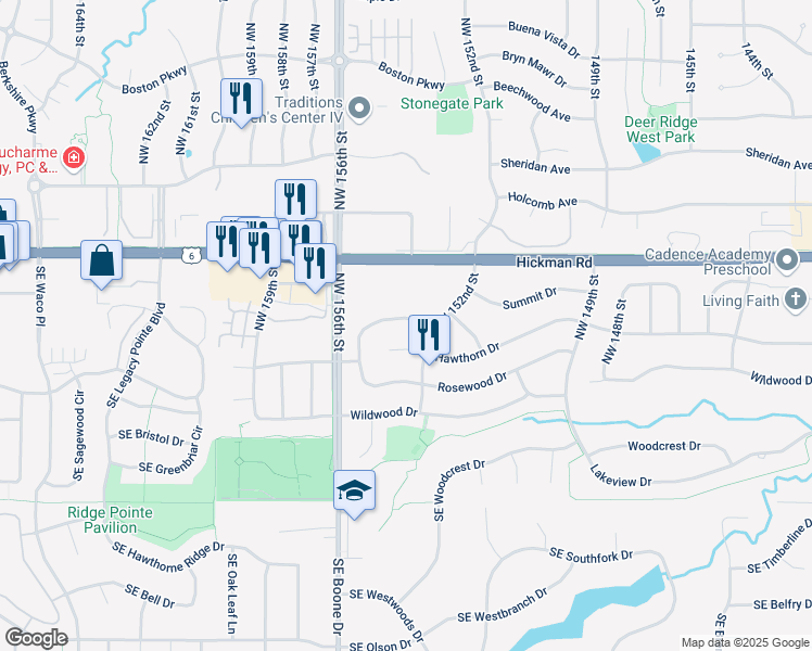 map of restaurants, bars, coffee shops, grocery stores, and more near 15306 Ridgeview Drive in Clive