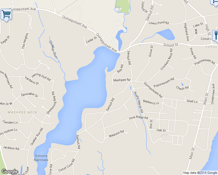 map of restaurants, bars, coffee shops, grocery stores, and more near 150 Bay Road in Barnstable