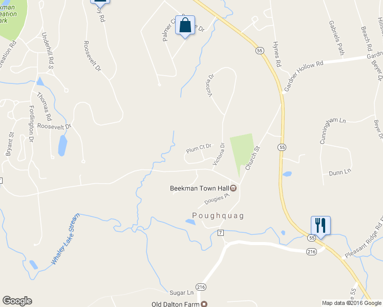 map of restaurants, bars, coffee shops, grocery stores, and more near 42 Plum Court Drive in Poughquag