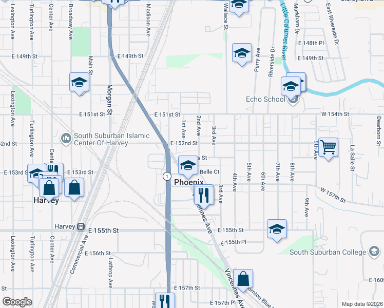 map of restaurants, bars, coffee shops, grocery stores, and more near 534 Frances Street in Phoenix