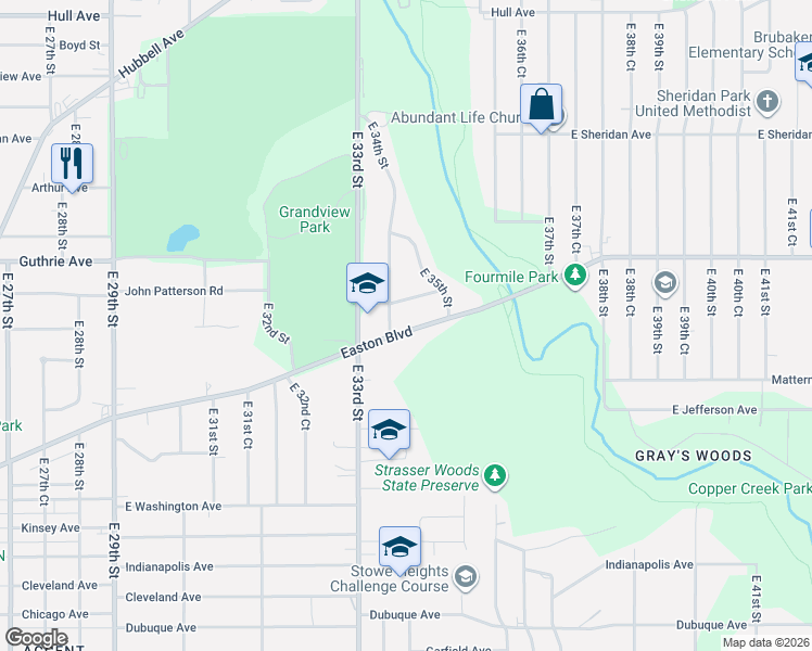 map of restaurants, bars, coffee shops, grocery stores, and more near 3425 County Road F56 in Des Moines