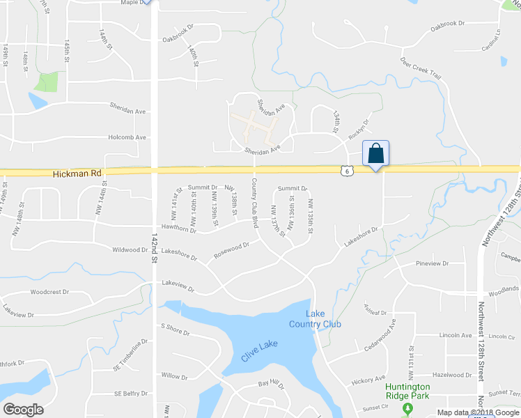 map of restaurants, bars, coffee shops, grocery stores, and more near 2155 Country Club Boulevard in Clive