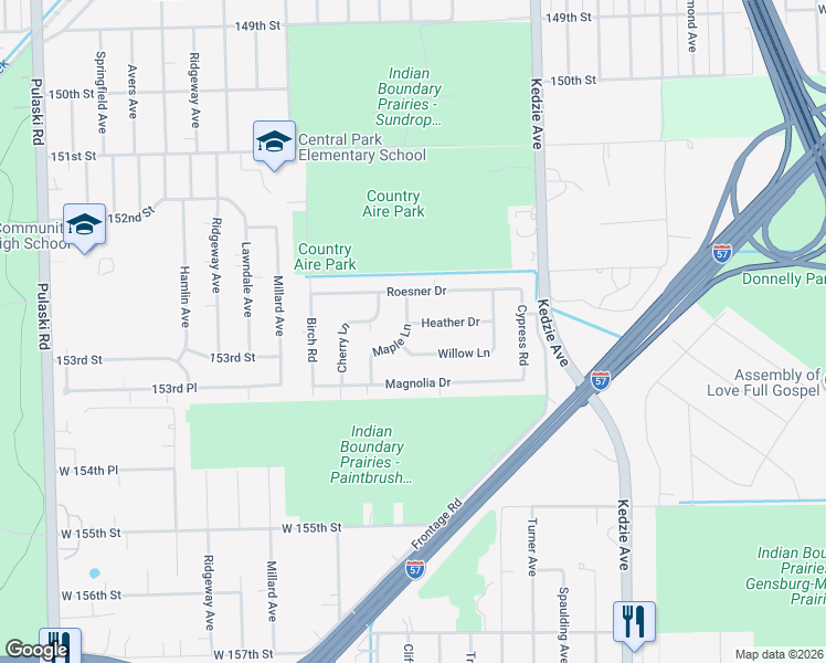 map of restaurants, bars, coffee shops, grocery stores, and more near 15333 Maple Lane in Markham