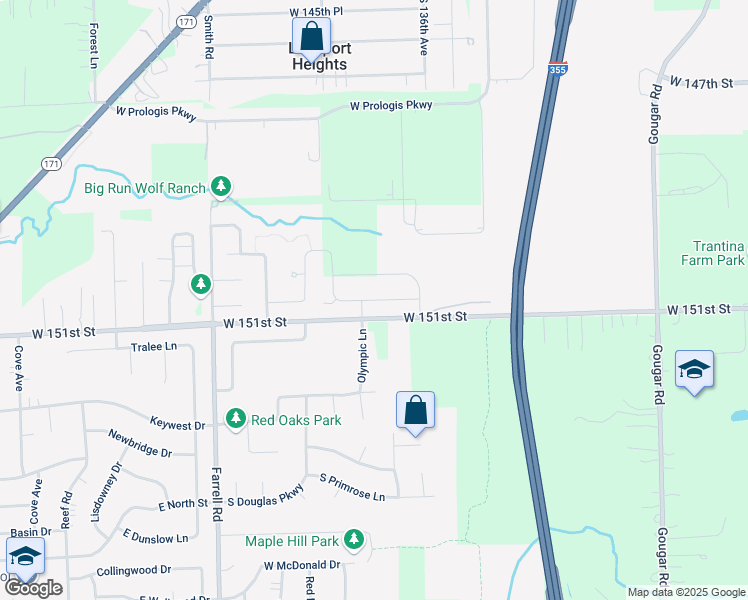 map of restaurants, bars, coffee shops, grocery stores, and more near 14739 South Hillside Drive in Lockport