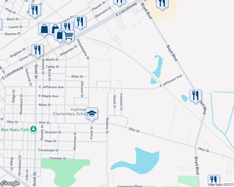 map of restaurants, bars, coffee shops, grocery stores, and more near 704 Leonard Court in La Porte