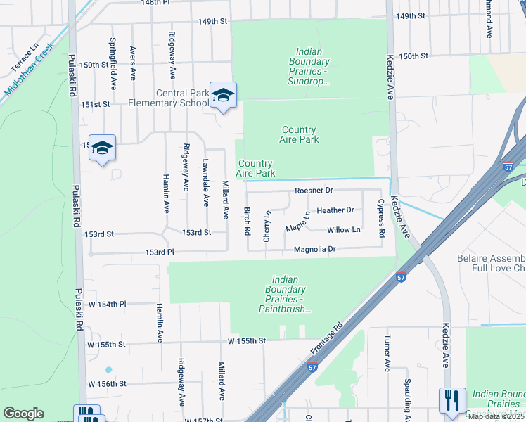 map of restaurants, bars, coffee shops, grocery stores, and more near 15332 Cherry Lane in Markham