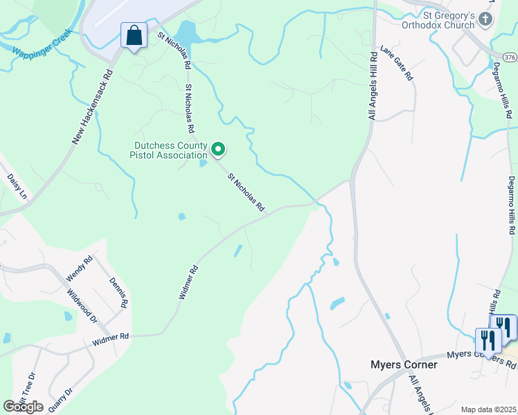 map of restaurants, bars, coffee shops, grocery stores, and more near 179 Widmer Road in Wappingers Falls