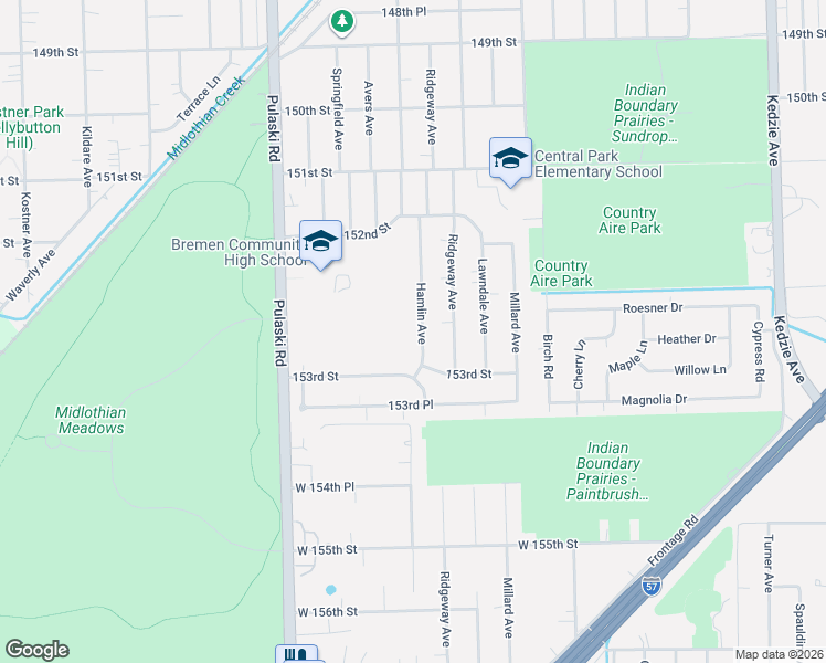map of restaurants, bars, coffee shops, grocery stores, and more near 15264 Hamlin Avenue in Midlothian