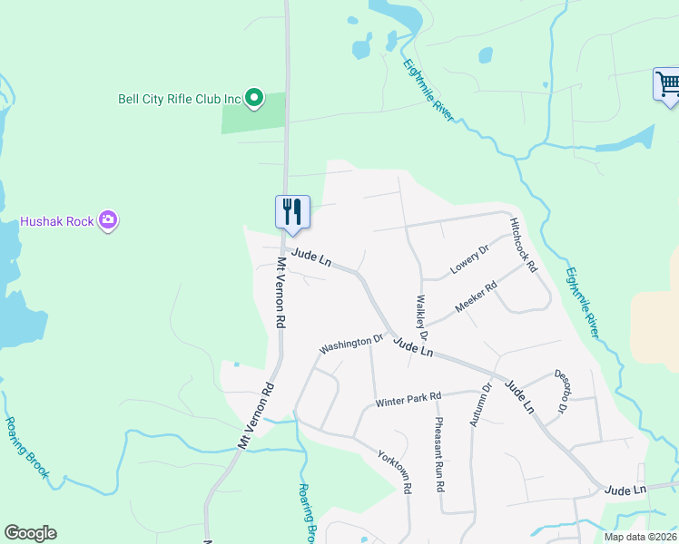 map of restaurants, bars, coffee shops, grocery stores, and more near 658 Jude Lane in Southington