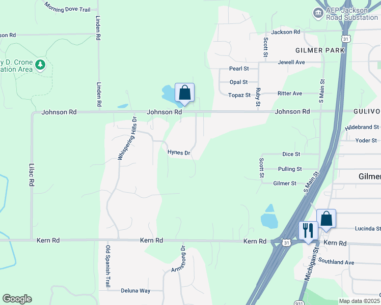 map of restaurants, bars, coffee shops, grocery stores, and more near 60699 Crown Ridge Dr in South Bend