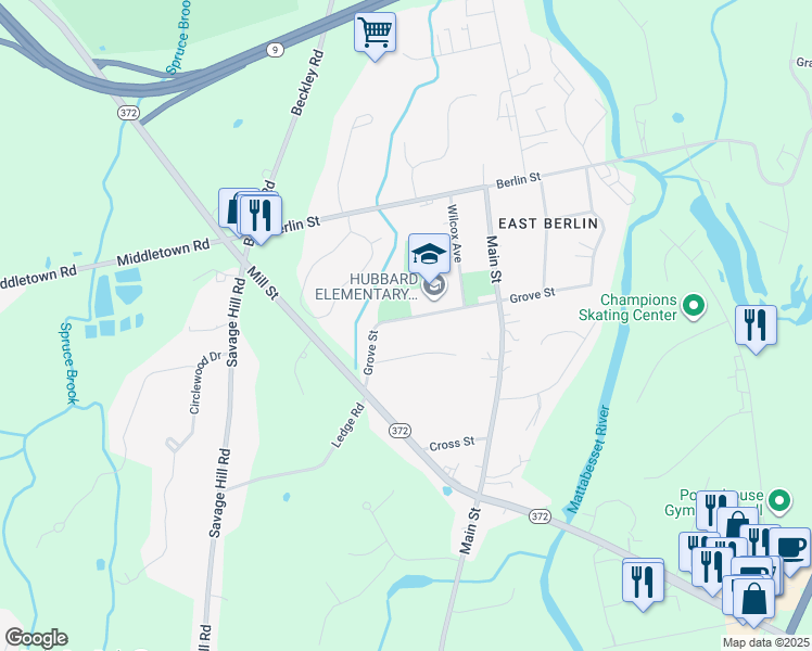 map of restaurants, bars, coffee shops, grocery stores, and more near 108 Grove Street in Berlin