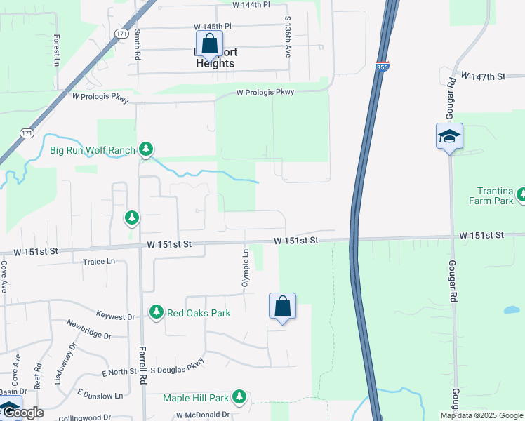 map of restaurants, bars, coffee shops, grocery stores, and more near 15001 South Hillside Drive in Lockport
