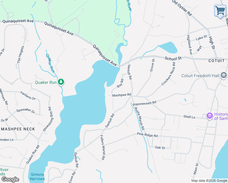 map of restaurants, bars, coffee shops, grocery stores, and more near 75 Bay Road in Barnstable