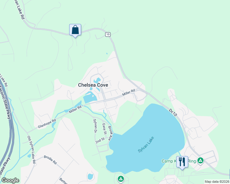 map of restaurants, bars, coffee shops, grocery stores, and more near 5007 Chelsea Cove Drive North in Hopewell Junction