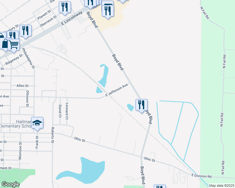 map of restaurants, bars, coffee shops, grocery stores, and more near 1616-1700 East Jefferson Avenue in La Porte