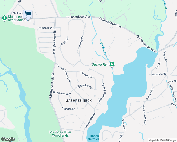 map of restaurants, bars, coffee shops, grocery stores, and more near 80 The Heights in Mashpee