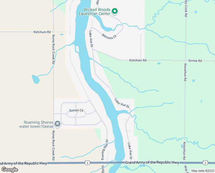 map of restaurants, bars, coffee shops, grocery stores, and more near 1434 Lake Vue Drive in Roaming Shores