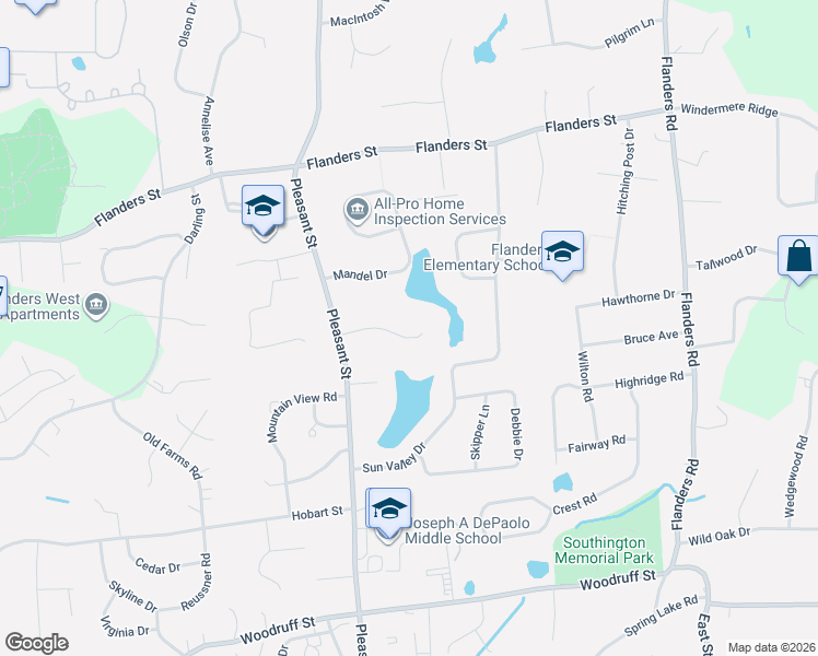 map of restaurants, bars, coffee shops, grocery stores, and more near 59 February Drive in Southington