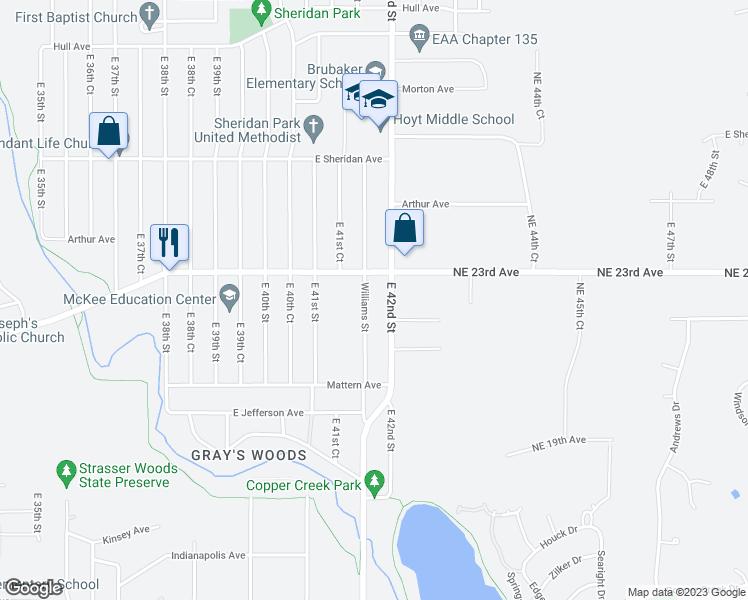 map of restaurants, bars, coffee shops, grocery stores, and more near 2209 Williams Street in Des Moines