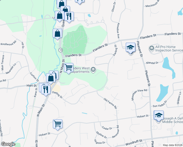 map of restaurants, bars, coffee shops, grocery stores, and more near 1 Darling Street in Southington