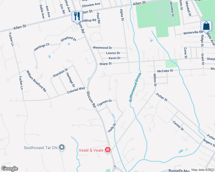 map of restaurants, bars, coffee shops, grocery stores, and more near 312 West McCabe Street in Dartmouth