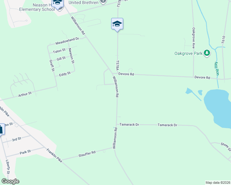 map of restaurants, bars, coffee shops, grocery stores, and more near 10707 Williamson Road in Meadville