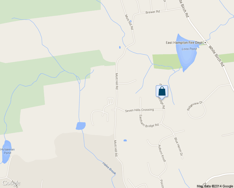 map of restaurants, bars, coffee shops, grocery stores, and more near 92 Mott Hill Road in East Hampton
