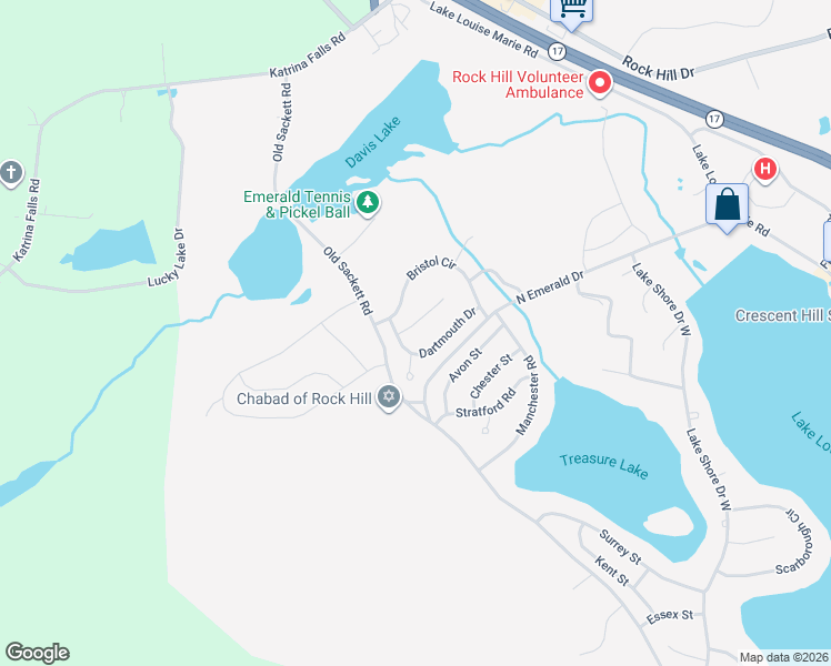 map of restaurants, bars, coffee shops, grocery stores, and more near 6 Cardiff Lane in Rock Hill