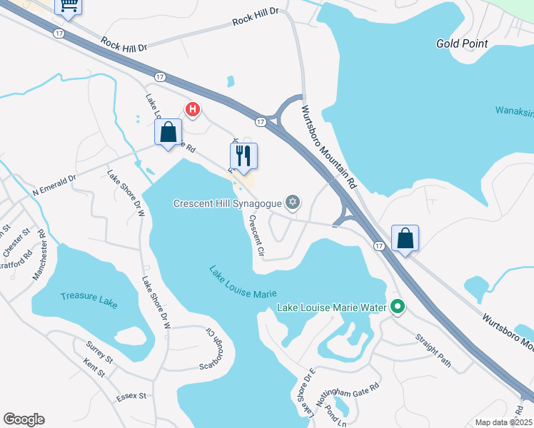 map of restaurants, bars, coffee shops, grocery stores, and more near 2 Crescent View in Rock Hill