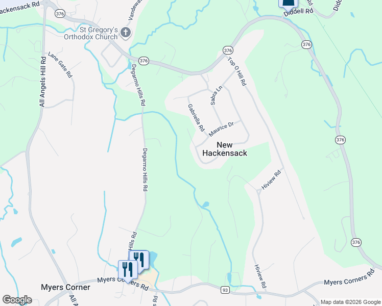 map of restaurants, bars, coffee shops, grocery stores, and more near 59 Martin Drive in Wappingers Falls