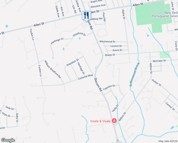 map of restaurants, bars, coffee shops, grocery stores, and more near 207 Slocum Road in Dartmouth