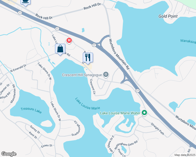 map of restaurants, bars, coffee shops, grocery stores, and more near 2 Crescent View in Rock Hill