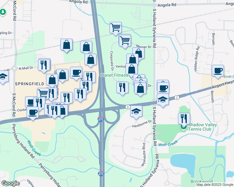 map of restaurants, bars, coffee shops, grocery stores, and more near 6145 Trust Drive in Holland