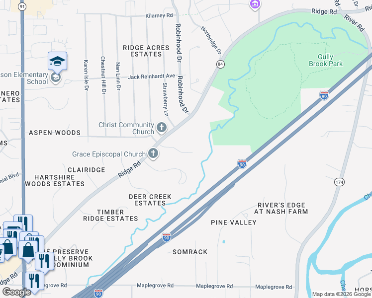 map of restaurants, bars, coffee shops, grocery stores, and more near 36575 Carriage Lane in Willoughby