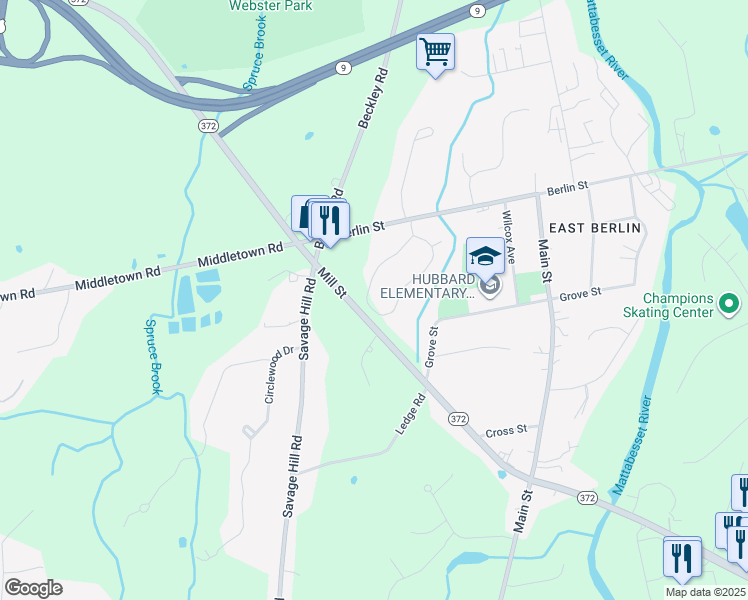 map of restaurants, bars, coffee shops, grocery stores, and more near 111 Stony Mill Lane in Berlin