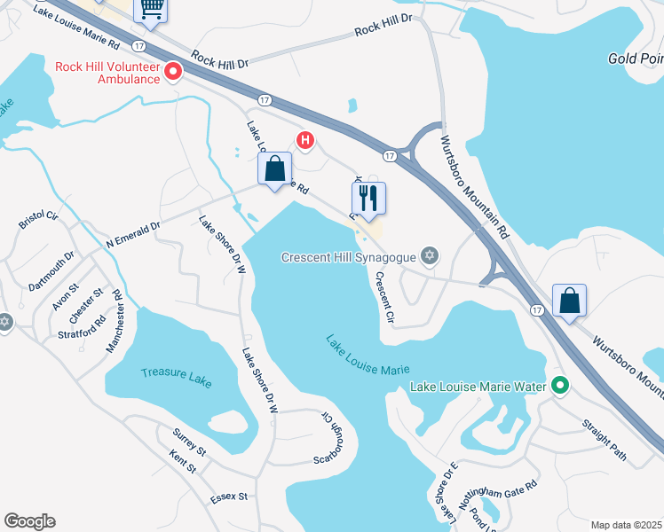 map of restaurants, bars, coffee shops, grocery stores, and more near 12 Crescent Circle in Rock Hill