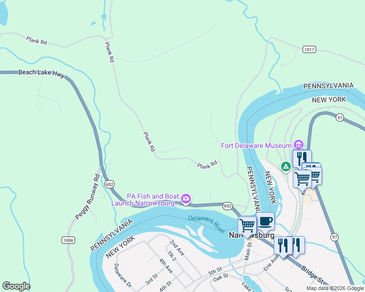 map of restaurants, bars, coffee shops, grocery stores, and more near 611 Plank Rd in Wayne