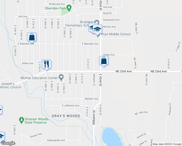 map of restaurants, bars, coffee shops, grocery stores, and more near 4135 Easton Boulevard in Des Moines
