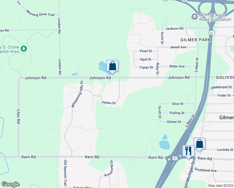 map of restaurants, bars, coffee shops, grocery stores, and more near 60401-60699 Crown Ridge Dr in South Bend