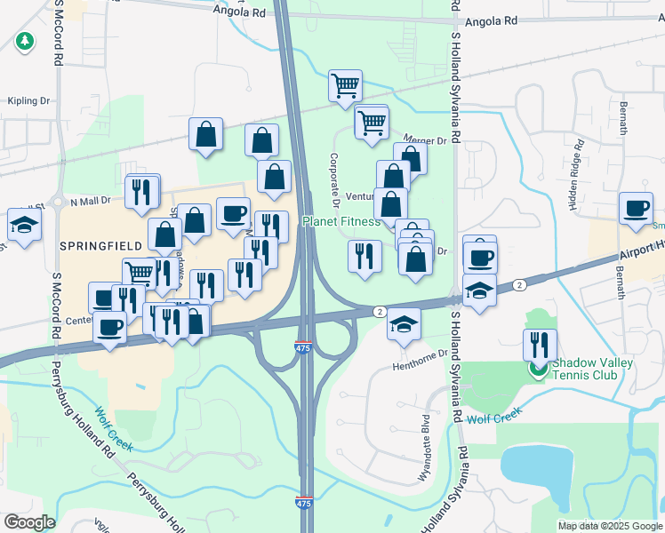 map of restaurants, bars, coffee shops, grocery stores, and more near 6155 Trust Drive in Holland