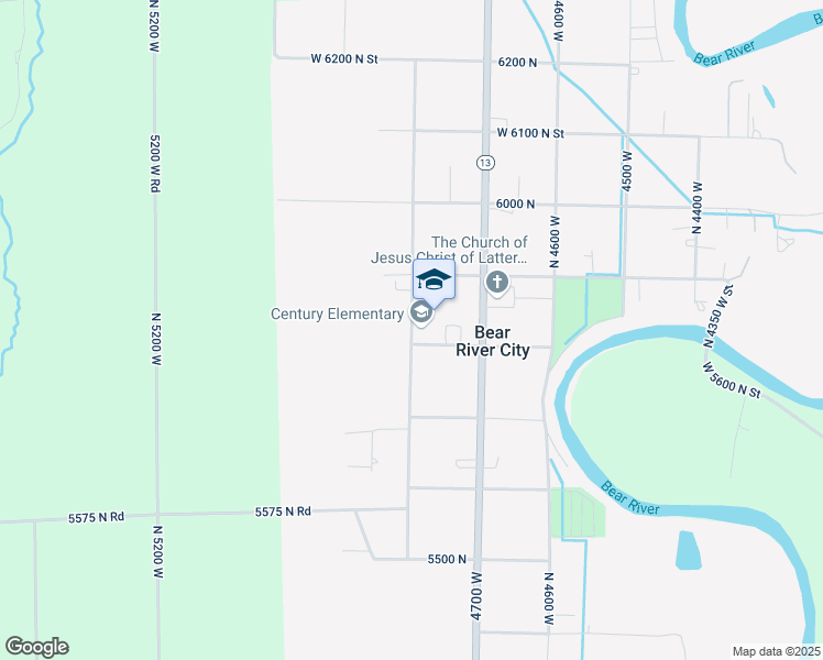 map of restaurants, bars, coffee shops, grocery stores, and more near 5820 North 4800 West Street in Bear River City