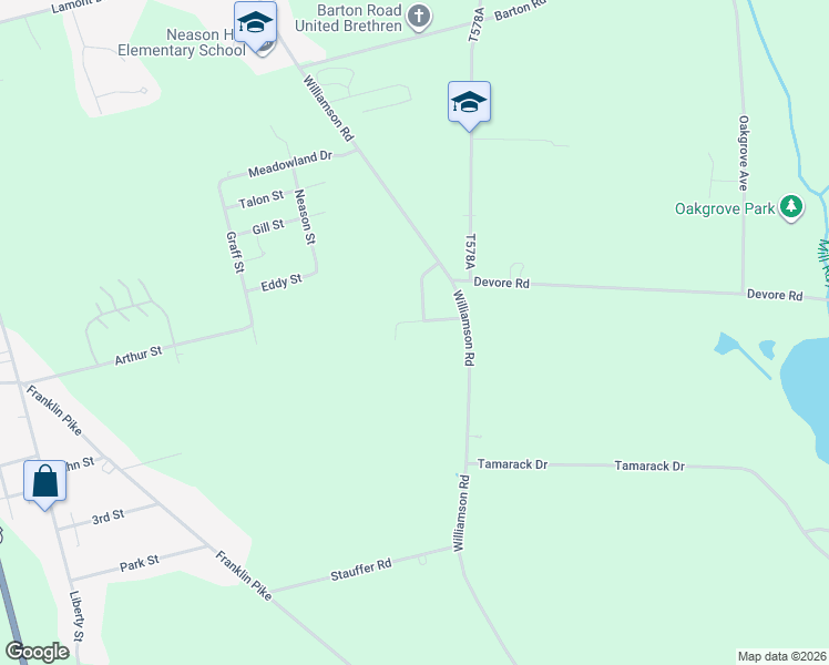 map of restaurants, bars, coffee shops, grocery stores, and more near 10707 Williamson Road in Meadville