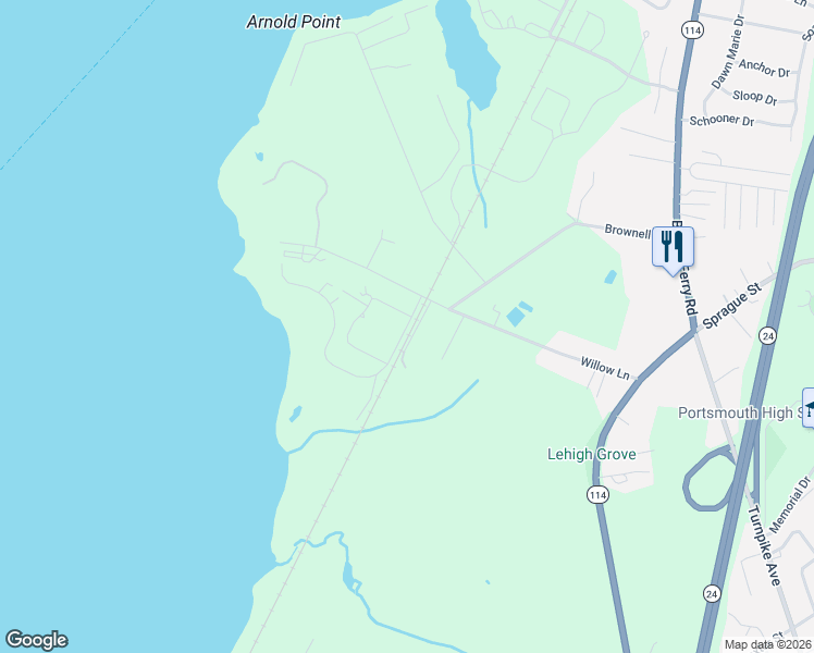 map of restaurants, bars, coffee shops, grocery stores, and more near 0 Carnegie Harbor Drive in Portsmouth