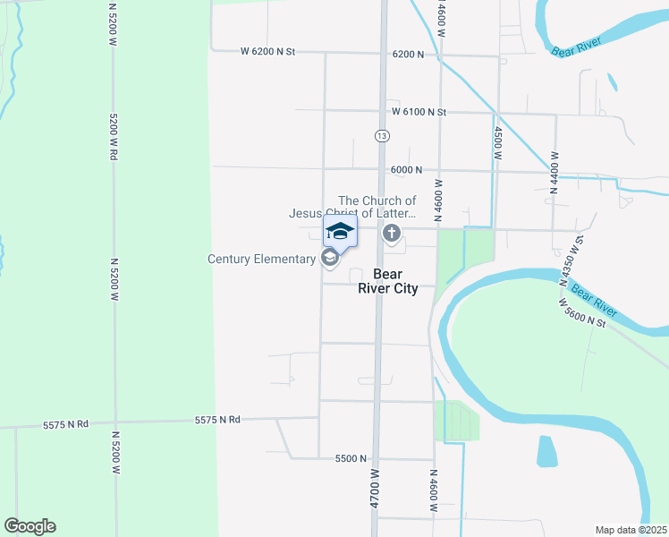map of restaurants, bars, coffee shops, grocery stores, and more near 5820 North 4800 West Street in Bear River City